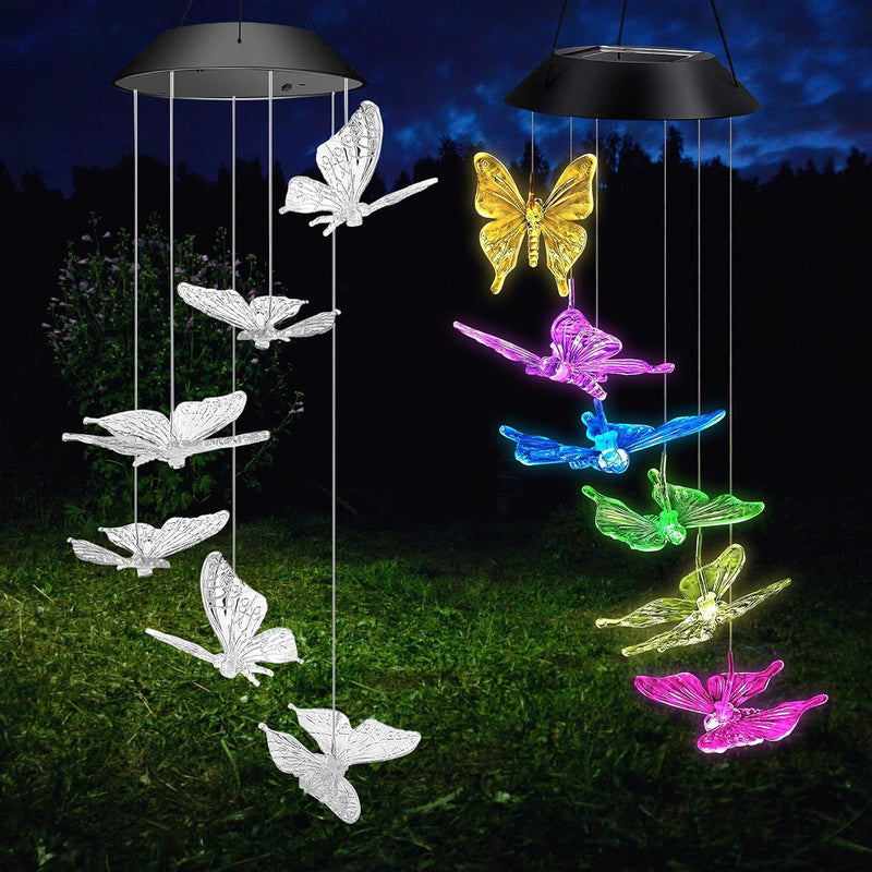 Solar Wind Chimes for Garden - Indoor and Outdoor LED Hanging Decorative Patio Lights for Yard
