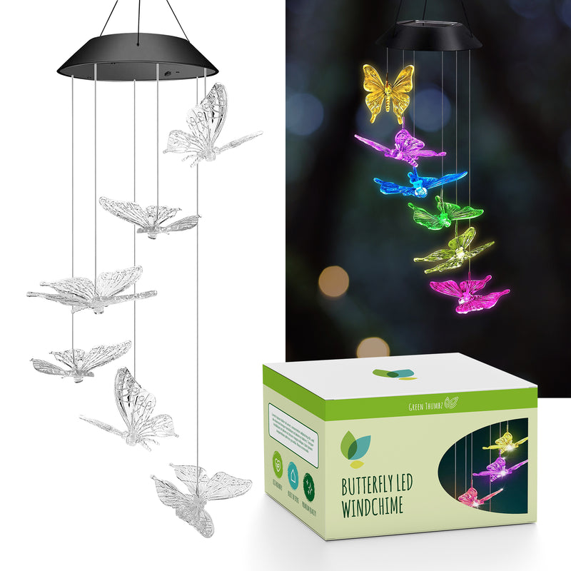 Solar LED Wind Chimes - Butterfly Design