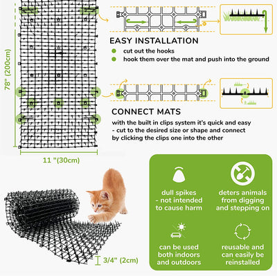 Cat Deterrent Spikes Mat - 2m x 30cm Roll