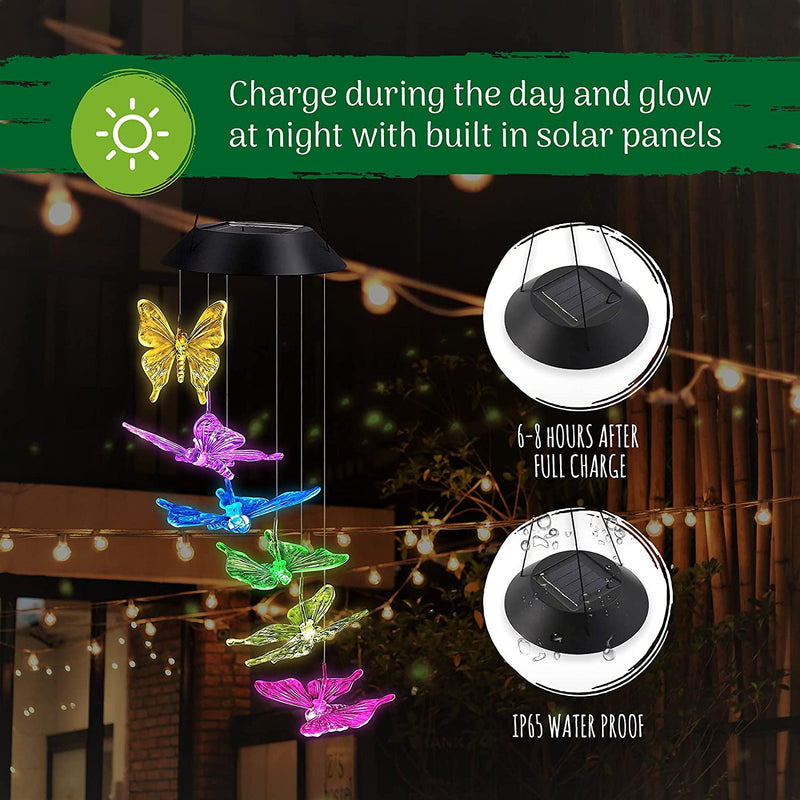 Solar LED Wind Chimes - Butterfly Design